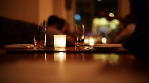 Romantic candlelight dinner at restaurant. Stock-Footage 54308347