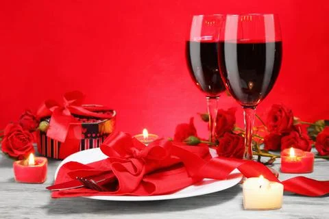 Romantic Candlelight Dinner for Two Lovers Stock Photos