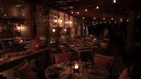 Romantic candlelit restaurant Stock Footage 118017611