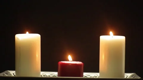 Romantic Candles on Black Background Stock Footage 46328888