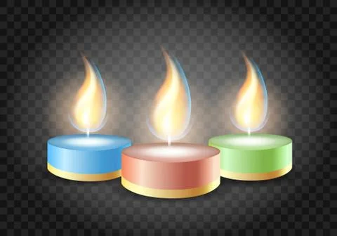 Romantic candles flame on transparent background Stock Illustration