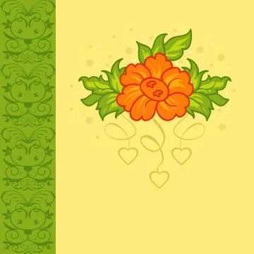 Romantic card with flower Stock Illustration