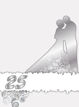 Romantic card for the silver wedding Ilustración de archivo