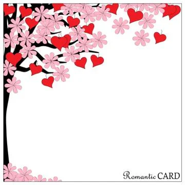 Romantic card tree of love Stock Illustration