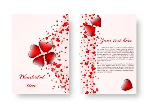 Romantic catalog with red hearts Stock Illustration
