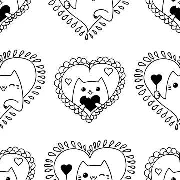 Romantic cats Stock Illustration