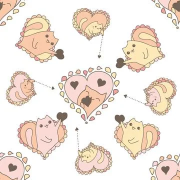 Romantic cats Stock Illustration