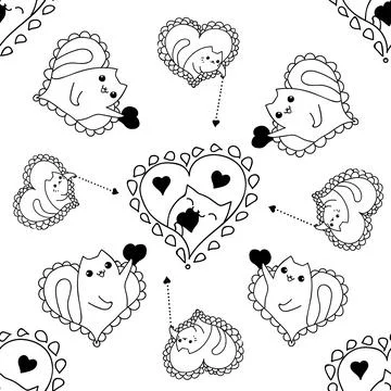 Romantic cats Stock Illustration