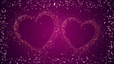 Romantic Celebration loop with 2 purple hearts Stock Footage 234778234