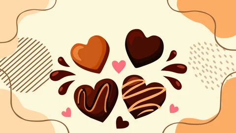 Romantic Chocolate Hearts and Sweets with Cocoa Background Footage Stock-Footage 336472886
