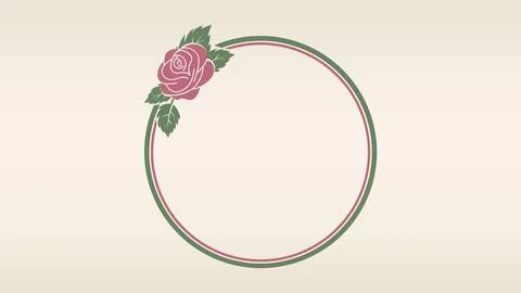 Romantic circle ring frame of roses growing with blooming flowers and falli.. Stockillustratie