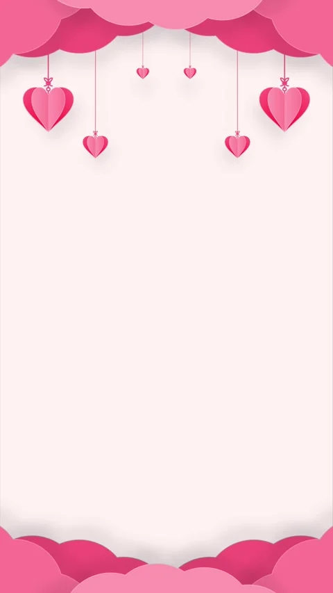 Romantic Cloudscape with Hanging Hearts Looping Vertical Video Background Stock Footage 262550578