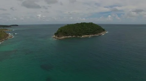 Romantic coast, small island, from a high Stock Footage 66416631