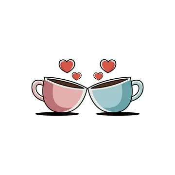 Romantic Coffee Cup Flat Vector for Valentine Day Stock Illustration