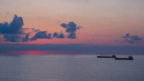 Romantic colorful sunset at the sea. time lapse of sunset 库存影片 201727264