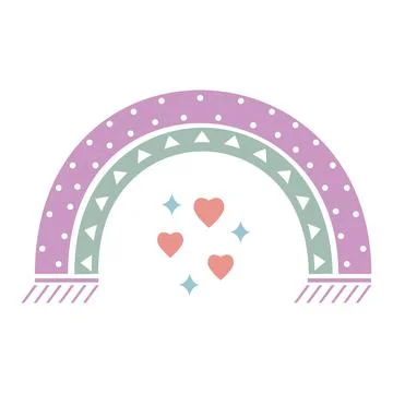 Romantic composition abstract rainbow with a pattern and a heart in boho style Stock Illustration