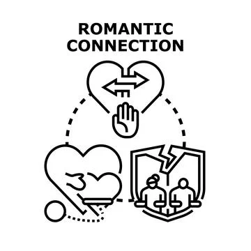 Romantic connection concept illustrating relationship development and breakdo Stock Illustration