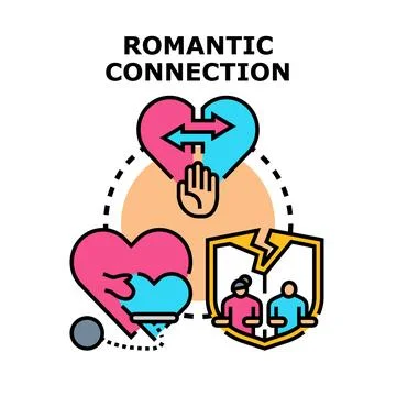 Romantic connection concept illustrating relationship development and breakdo Stock Illustration