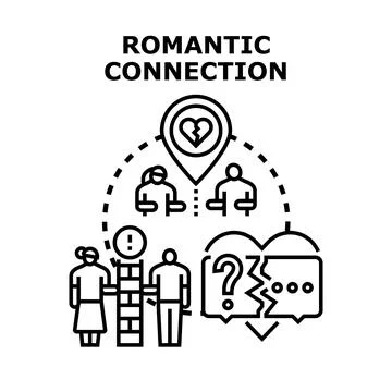 Romantic connection problems leading to relationship breakup and separation Stock Illustration