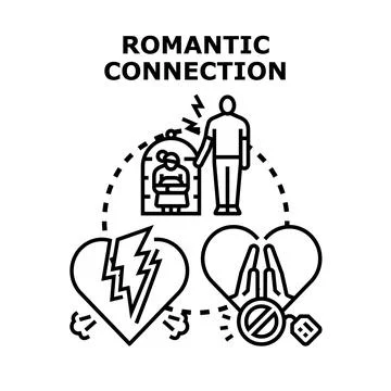 Romantic connection problems, relationship counseling, and heartbreak concept Stock Illustration