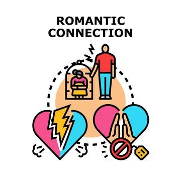 Romantic connection problems, relationship counseling, and heartbreak concept Stock Illustration