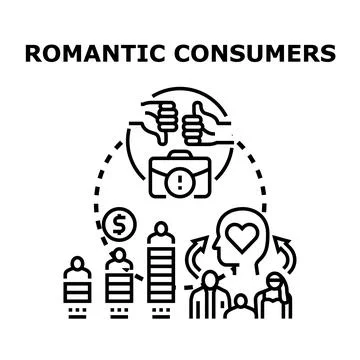 Romantic consumers evaluating brand loyalty and customer satisfaction Stock Illustration