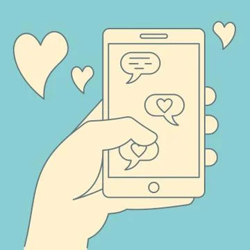 Romantic conversation linear vector concept. Stock Illustration