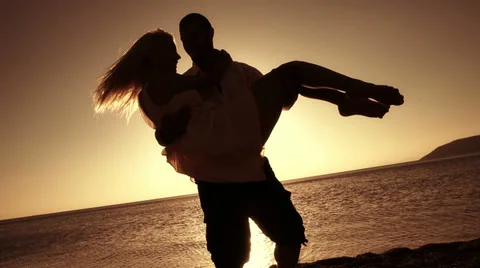 Romantic Couple On The Beach Stock Footage