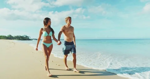 Romantic Couple on the Beach Stock Footage 70717808