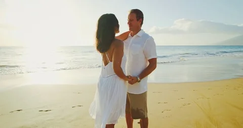 Romantic Couple on the Beach Stock Footage 81904482