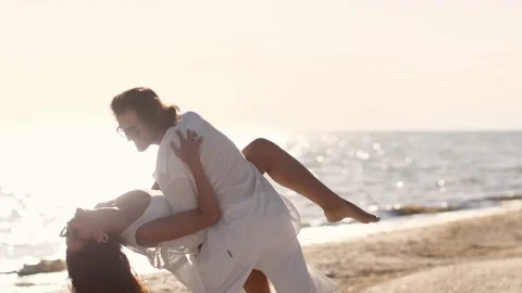 Romantic Couple Beach Summer Holiday Vacation Concept Stock Footage 162780997
