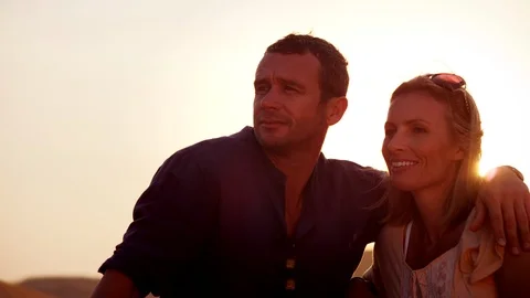 Romantic couple at desert. Stock Footage 119392052
