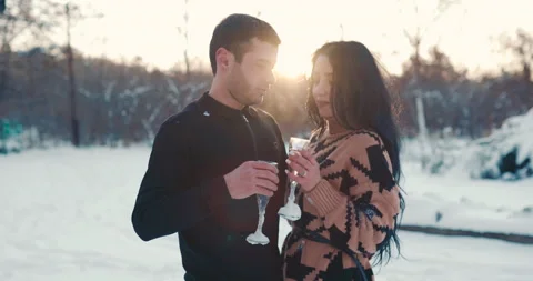 Romantic couple drinking champagne Stock Footage 147662381