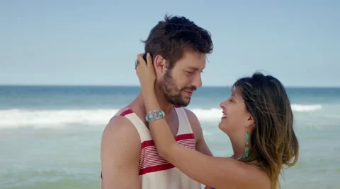 Romantic couple embracing on beach Stock Footage 49612888