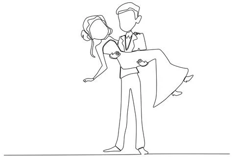 A romantic couple got married Stock Illustration