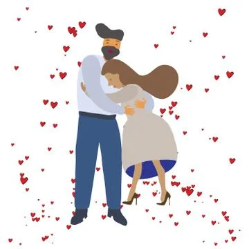 Romantic couple hugging. Stock Illustration