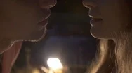 Romantic Couple Kissing At Night Stock Footage