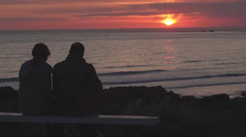 Romantic Couple looking at Sunset Video stock 31746071