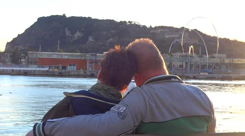 Romantic couple looking at sunset Stock Footage 35625493