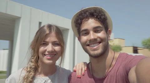 Romantic couple making a selfie Stock Footage 65217780