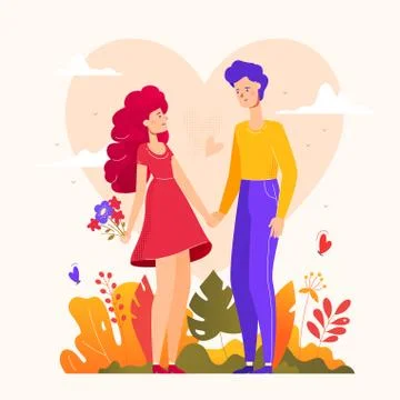 Romantic couple - modern flat design style illustration Stock Illustration