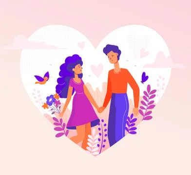 Romantic couple - modern flat design style illustration Stock Illustration