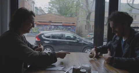 Romantic Couple Playing At Restaurant Stock Footage 94445898