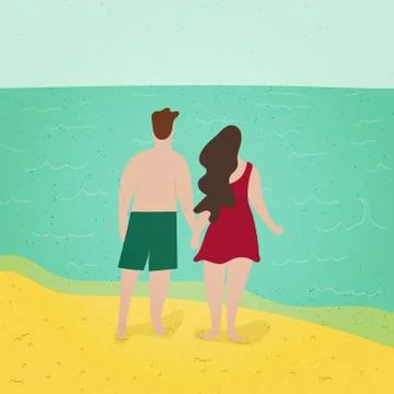 Romantic couple. Romancing on the beach. black and white. scenery. Making lov Stock Illustration