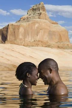 Romantic couple sharing affection 库存照片