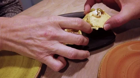 Romantic couple sharing appetizers during a dinner date Stock Footage 323376773
