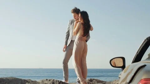 Romantic couple on a summer date - slow motion Stock Footage 84721055