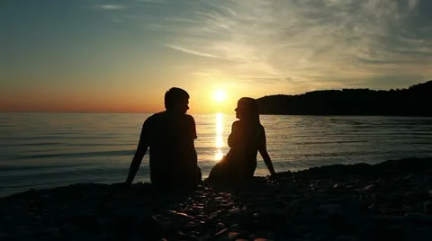 Romantic Couple at Sunset. Stock Footage 21931845