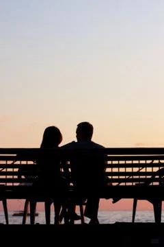 Romantic couple at sunset Foto stock