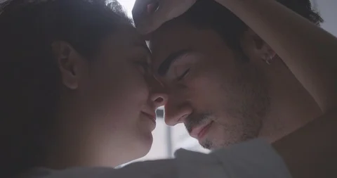 Romantic Couple Touch Foreheads Stock Footage 94447565